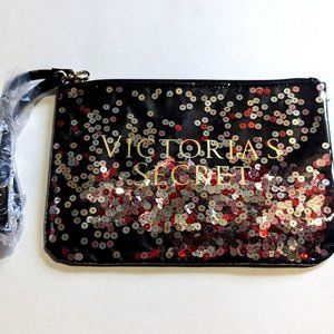 Black Sequin Victoria Secret Makeup Accessory Bag New Without Tags